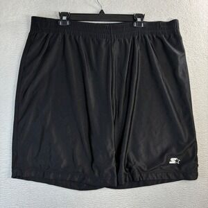 Y2K Starter Reversible Baggy Basketball Shorts Men 2XL Black Silky Loose Relaxed
